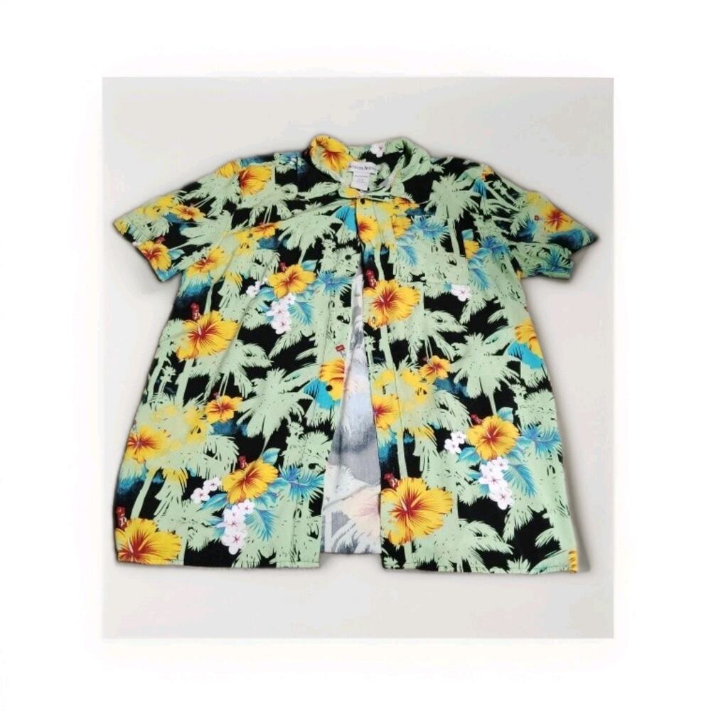 Hawaiian Mens Button Up Shirt Size XL Seventh Avenue Vacation Floral